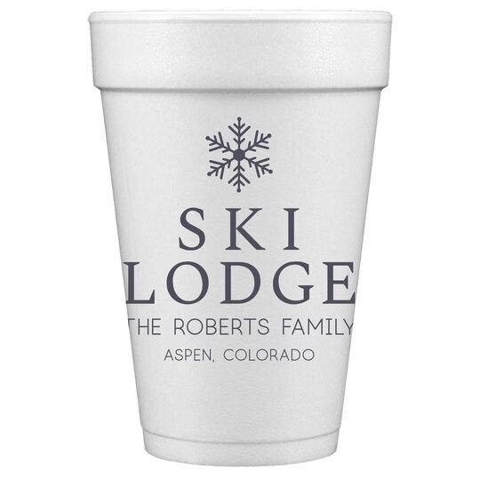 Snowflake Ski Lodge Styrofoam Cups